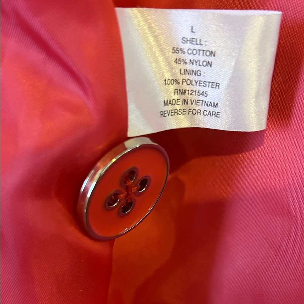 London Fog The Tower Collection Pink Button Front Trench Coat Jacket Size L - Picture 5 of 5